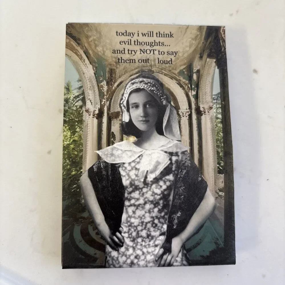 Erin Smith Art Enesco magnetic closure note pad Today I Will Think Evil Thoughts